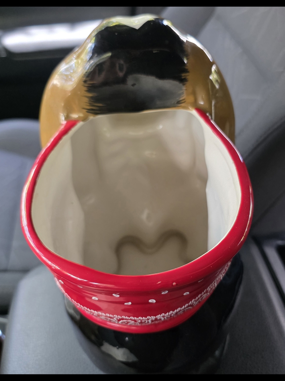 The Pioneer Woman Ceramic Dog Treat Jar in White, Brown and Red Bandana - Picture 3 of 4